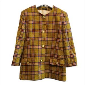 Vintage Yellow & Purple Plaid Blazer